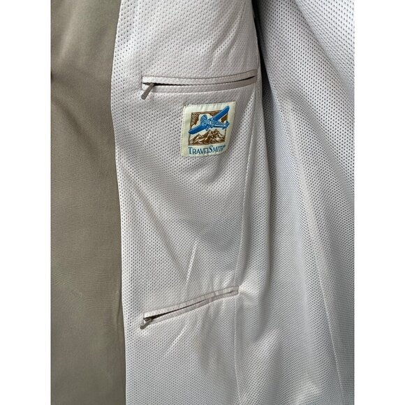 TravelSmith Mens Vintage Tan Microfiber Blazer 40R Tan Net Mesh Lining - Picture 3 of 16